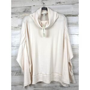 She + Sky Womens L Cream Cowl Neck Long Sleeve Boho Cozy Knit Sweater NWT